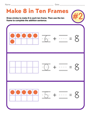 Make 8 in Ten Frames #2