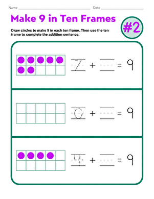Make 9 in Ten Frames #2