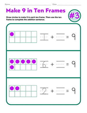 Make 9 in Ten Frames #3