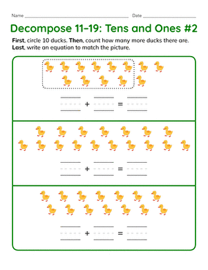 Decompose 11-19: Tens and Ones #2