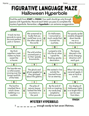 Figurative Language Maze: Halloween Hyperbole