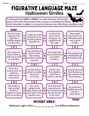 Figurative Language Maze: Halloween Similes