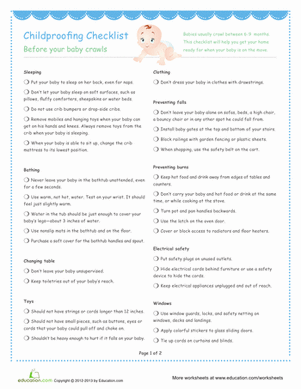 Childproof Checklist - Before Crawling
