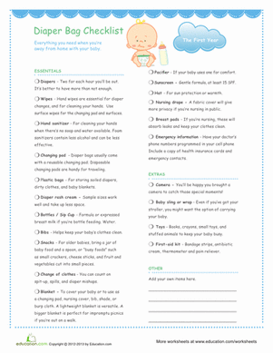 Diaper Bag Checklist: The Essentials