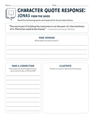 Character Quote Response: Jonas From The Giver