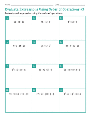 Evaluate Expressions Using Order of Operations #3