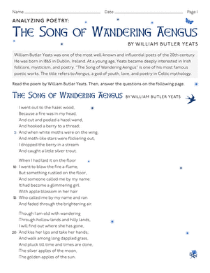 Analyzing Poetry: 'The Song of Wandering Aengus' by William Butler Yeats