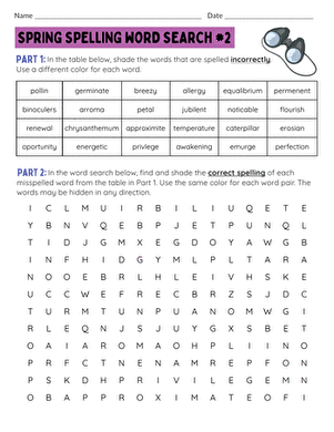 Spring Spelling Word Search #2