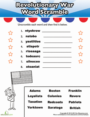 American Revolution Word Scramble