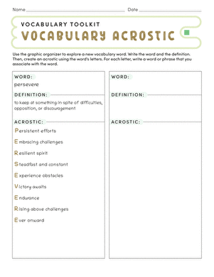 Vocabulary Toolkit: Vocabulary Acrostic