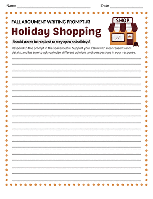 Fall Argument Writing Prompt #3: Holiday Shopping