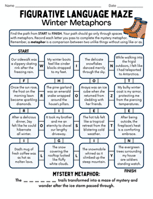 Figurative Language Maze: Winter Metaphors