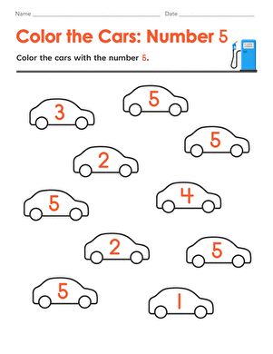 Color the Cars: Number 5