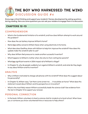 The Boy Who Harnessed the Wind: Discussion Guide #4