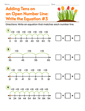 Adding Tens on an Open Number Line: Write the Equation #3
