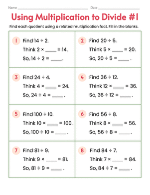 Using Multiplication to Divide #1
