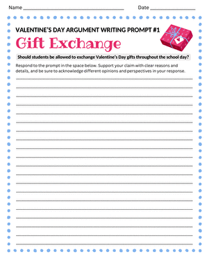 Valentine's Day Argument Writing Prompt #1: Gift Exchange