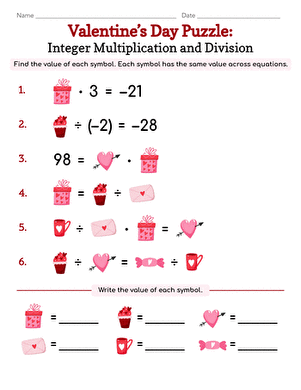 Valentine's Day Puzzle: Integer Multiplication and Division