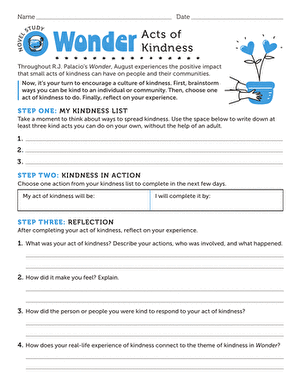 Novel Study: Wonder: Acts of Kindness