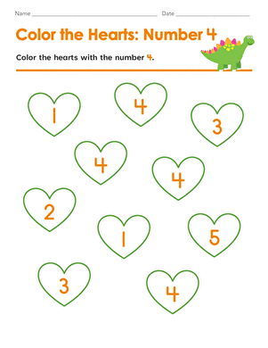 Color the Hearts: Number 4