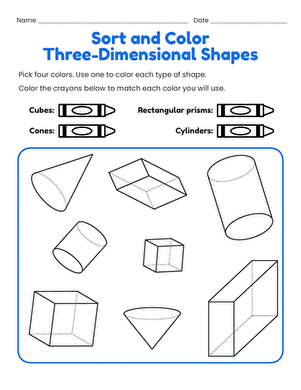 Sort and Color Three-Dimensional Shapes