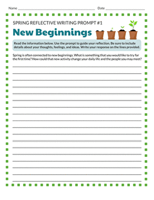 Spring Reflective Writing Prompt #1: New Beginnings