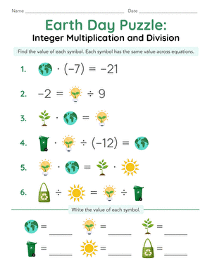 Earth Day Puzzle: Integer Multiplication and Division