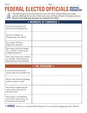 Federal Elected Officials Graphic Organizer