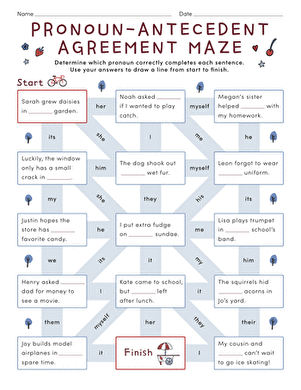 Pronoun-Antecedent Agreement Maze