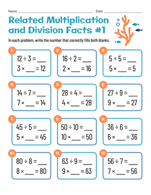Related Multiplication and Division Facts #1