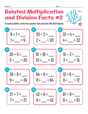 Related Multiplication and Division Facts #2
