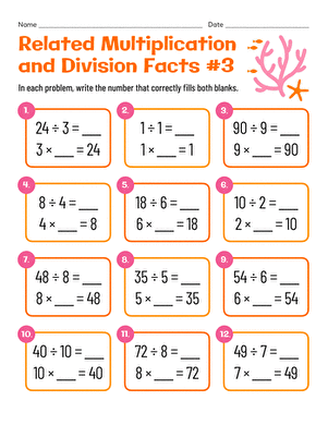 Related Multiplication and Division Facts #3