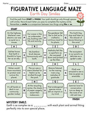 Figurative Language Maze: Earth Day Similes