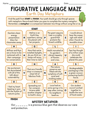 Figurative Language Maze: Earth Day Metaphors