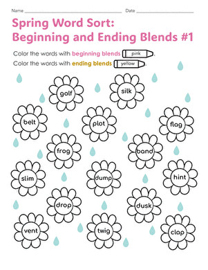 Spring Word Sort: Beginning and Ending Blends #1