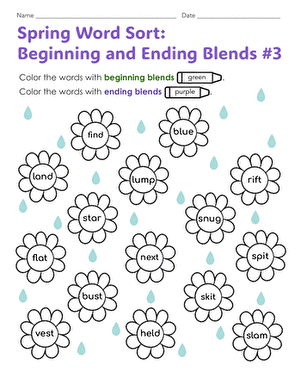 Spring Word Sort: Beginning and Ending Blends #3