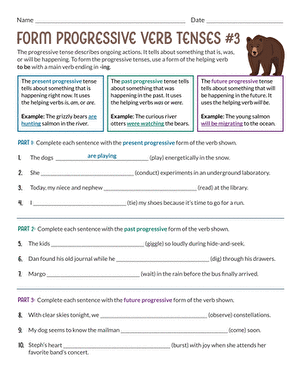 Form Progressive Verb Tenses #3