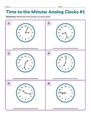 Time to the Minute: Analog Clocks #1