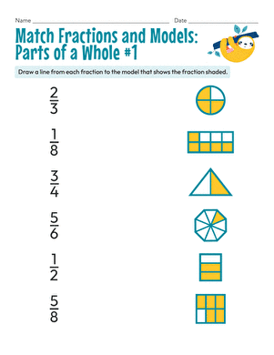 Match Fractions and Models: Parts of a Whole #1