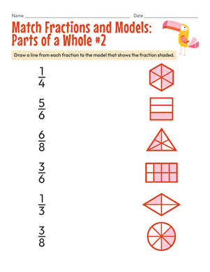 Match Fractions and Models: Parts of a Whole #2