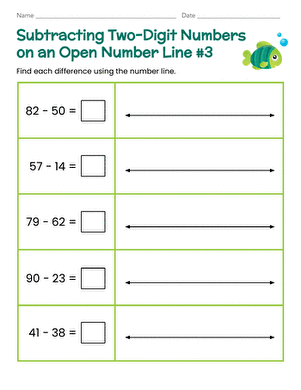 Subtracting Two-Digit Numbers on an Open Number Line #3