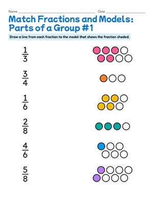 Match Fractions and Models: Parts of a Group #1