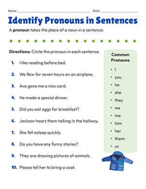 Identify Pronouns in Sentences