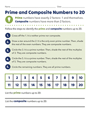 Prime and Composite Numbers to 20