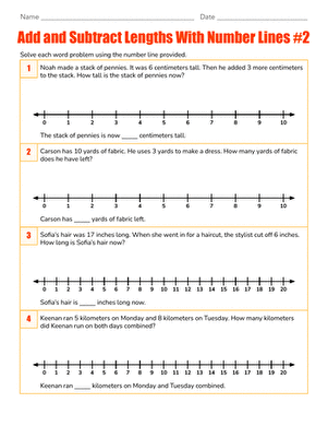 Add and Subtract Lengths With Number Lines #2