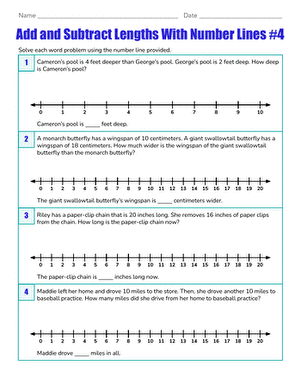 Add and Subtract Lengths With Number Lines #4