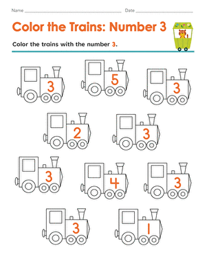 Color the Trains: Number 3