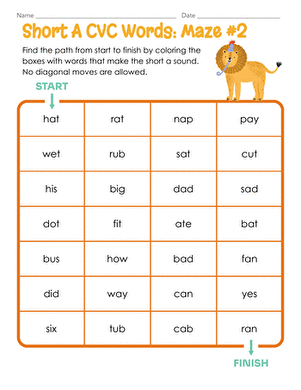Short A CVC Words: Maze #2