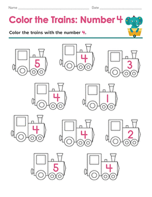 Color the Trains: Number 4