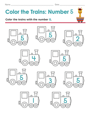 Color the Trains: Number 5